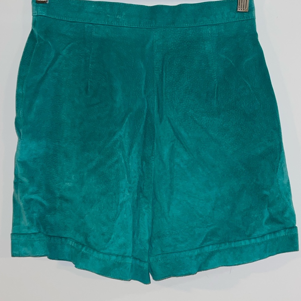 Suede High Waist Teal Shorts - Picture 2 of 2